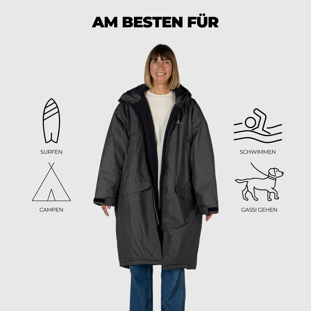VOITED 3rd Edition Outdoor Changing Robe & Drycoat for Surfing, Camping, Vanlife & Wild Swimming - Black