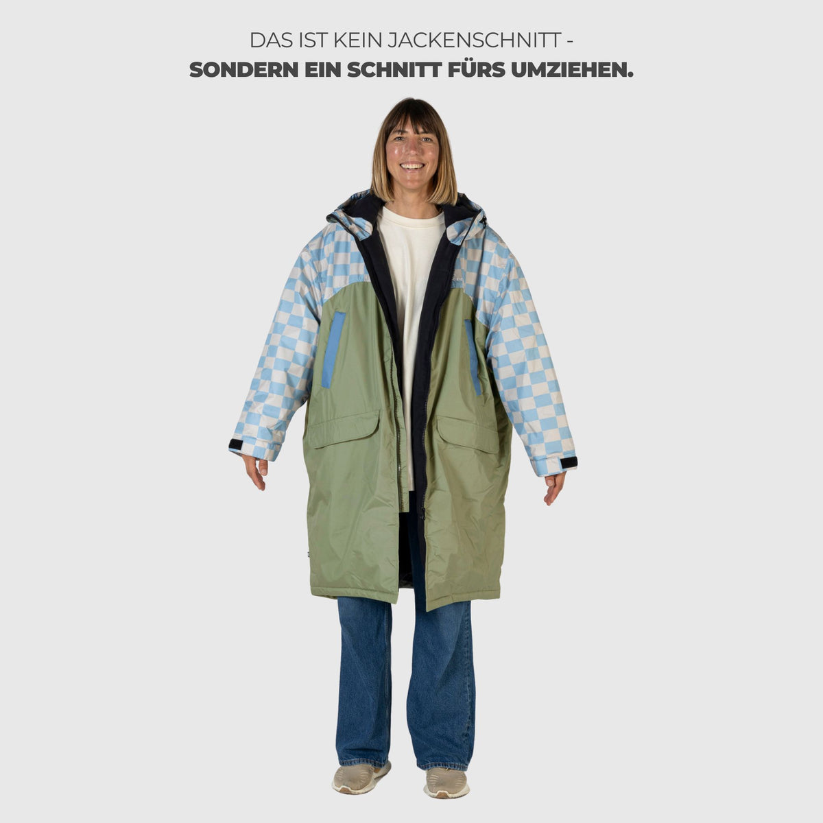 VOITED 3rd Edition Outdoor Changing Robe & Drycoat for Surfing, Camping, Vanlife & Wild Swimming - Blue Dancer