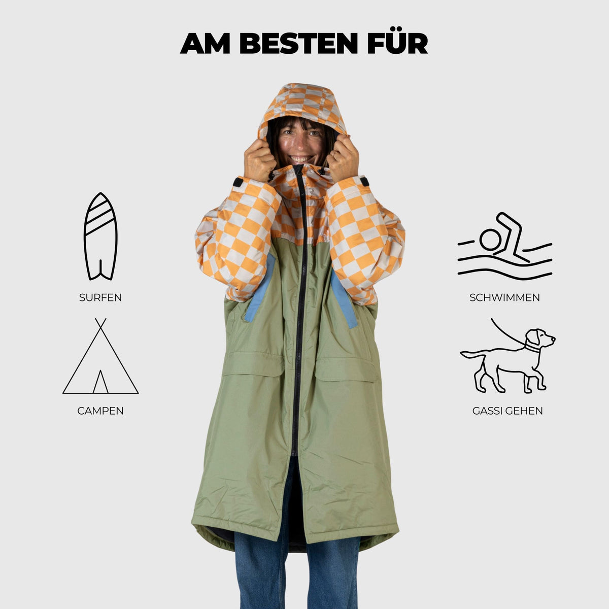 VOITED 3rd Edition Outdoor Changing Robe & Drycoat for Surfing, Camping, Vanlife & Wild Swimming - Suns Out