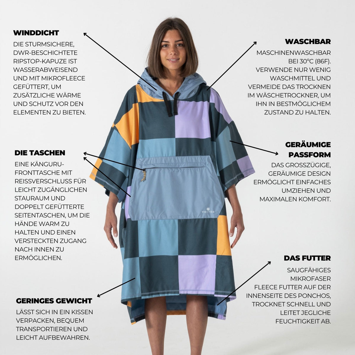 VOITED Micro Fleece Poncho - Cheeckers