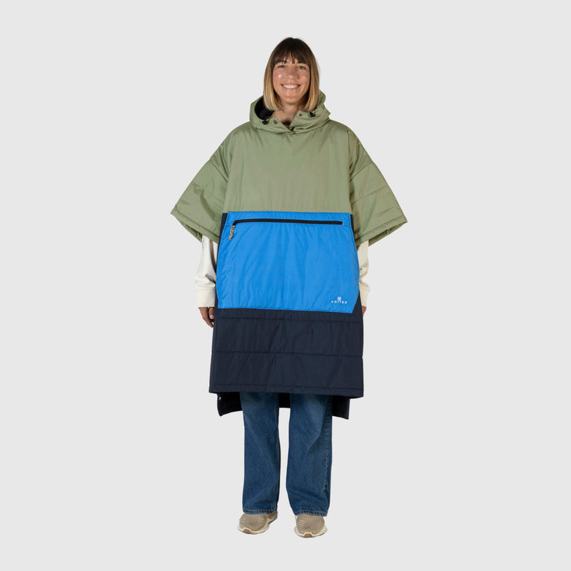 VOITED 3rd Edition Outdoor Poncho for Surfing, Camping, Vanlife & Wild Swimming - Ocean Navy/Olive