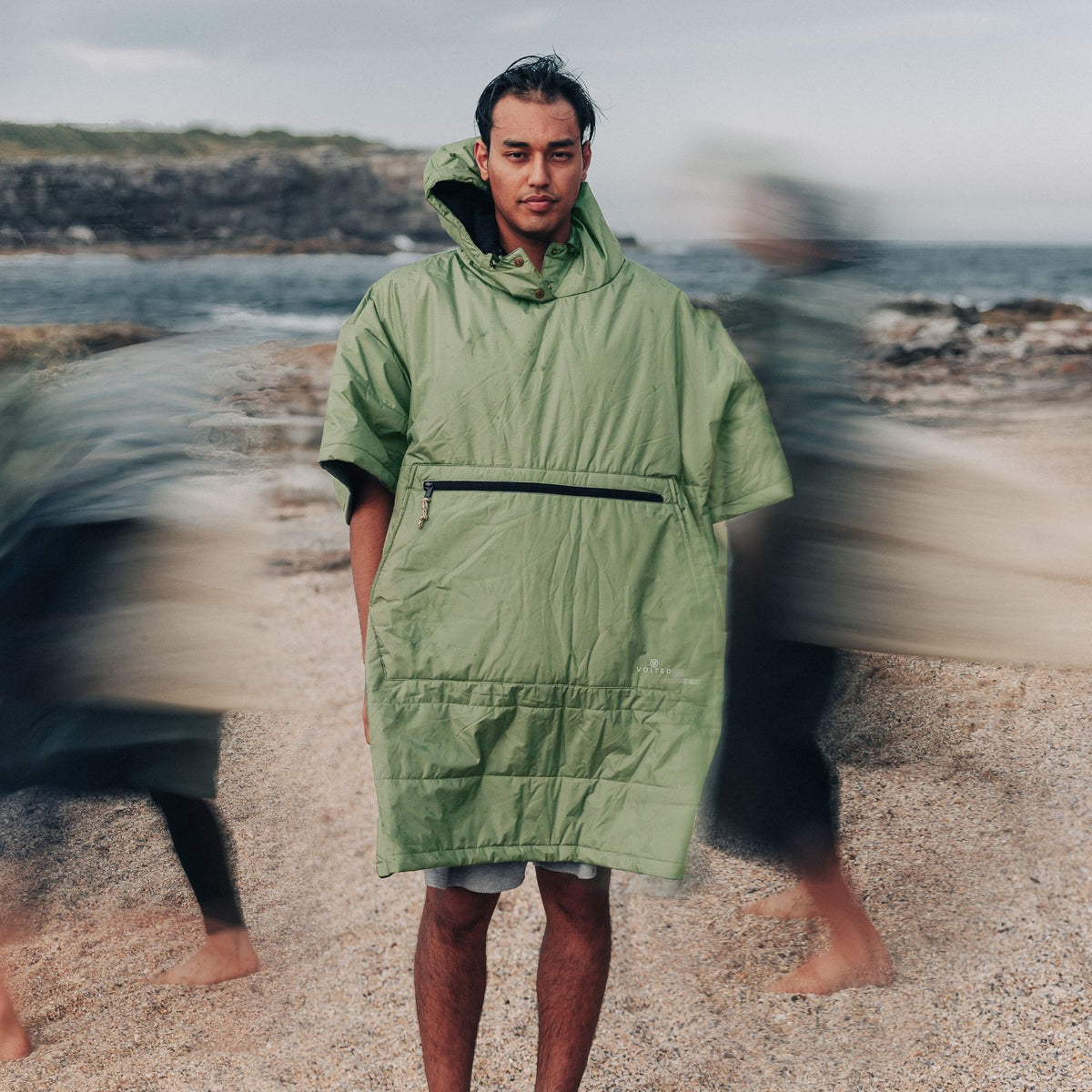 VOITED 3rd Edition Outdoor Poncho for Surfing, Camping, Vanlife & Wild Swimming - Olive