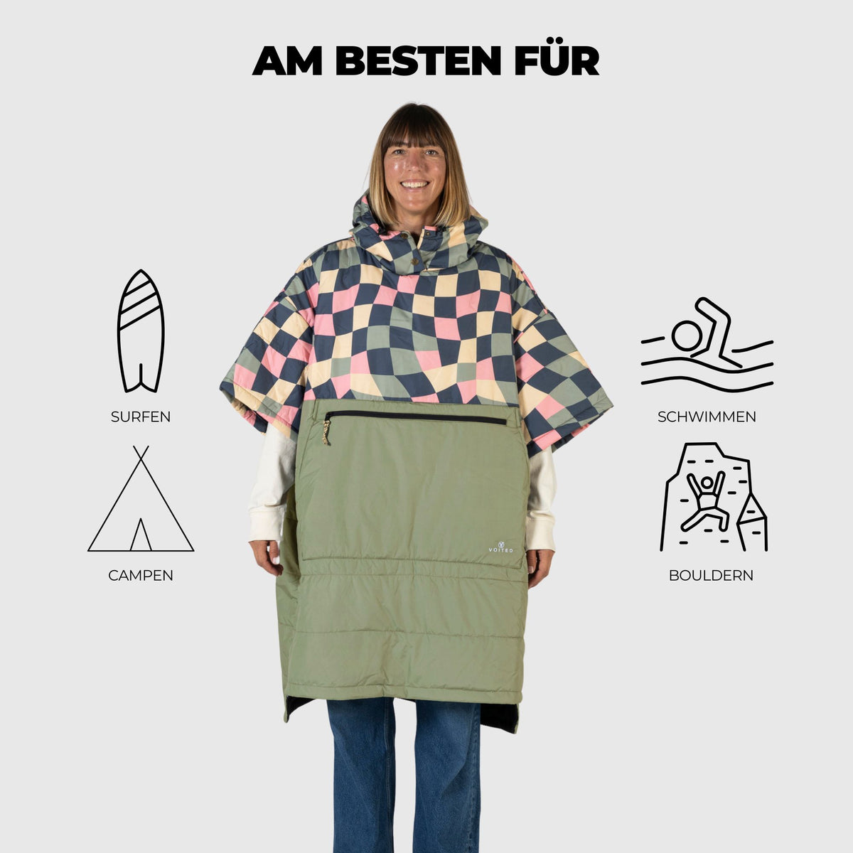 VOITED 3rd Edition Outdoor Poncho for Surfing, Camping, Vanlife & Wild Swimming - Wavecheck