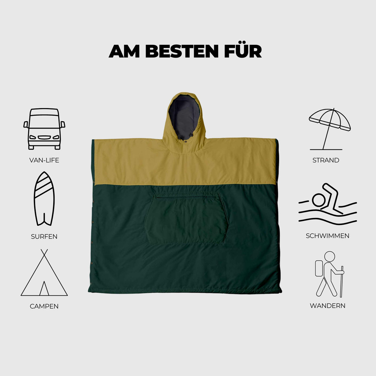 VOITED Trooper Outdoor Premium Poncho-Decke - Green Gabels / Dusty Sand