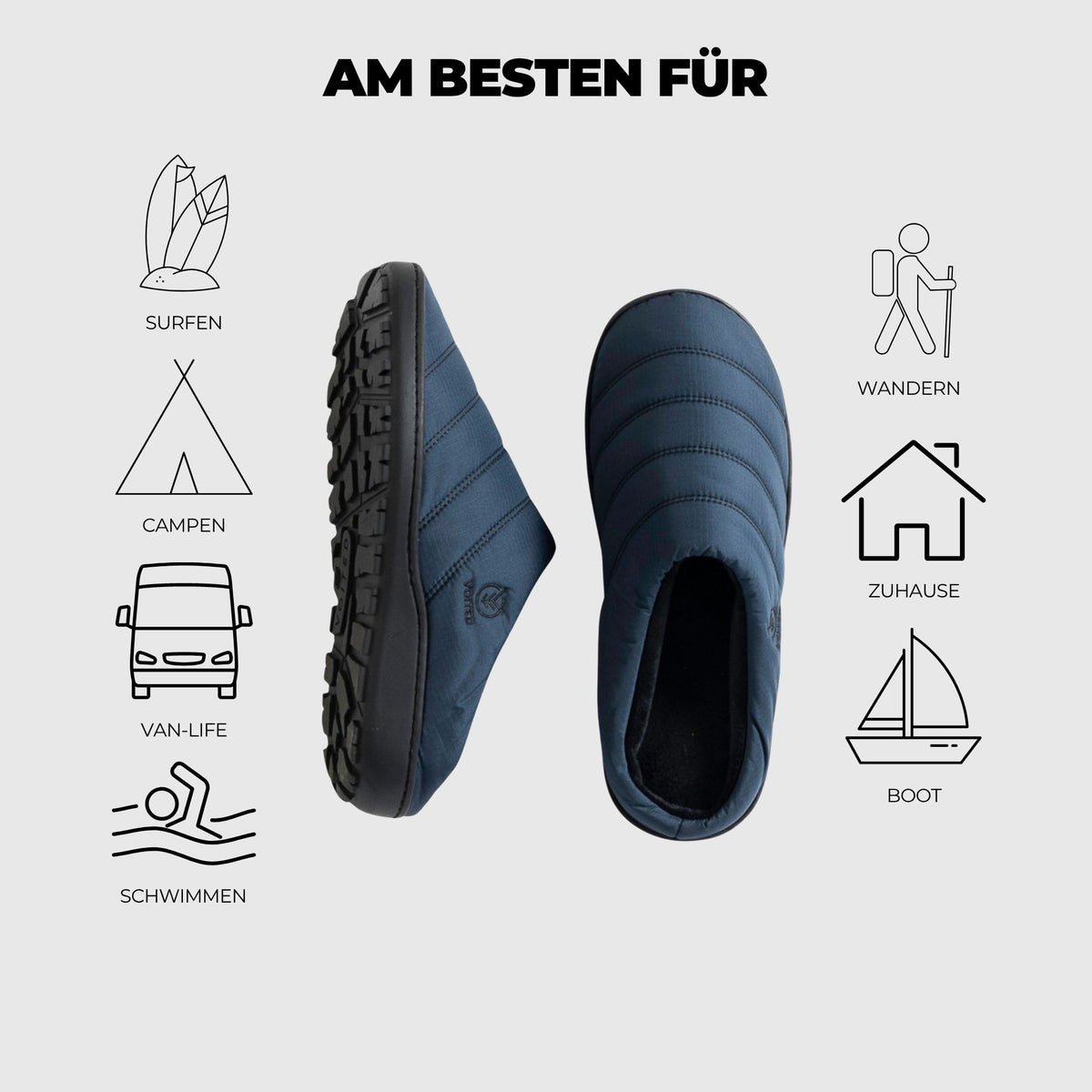 VOITED Soul Slipper - Lightweight, Indoor/Outdoor Camping Slippers - Ocean Navy