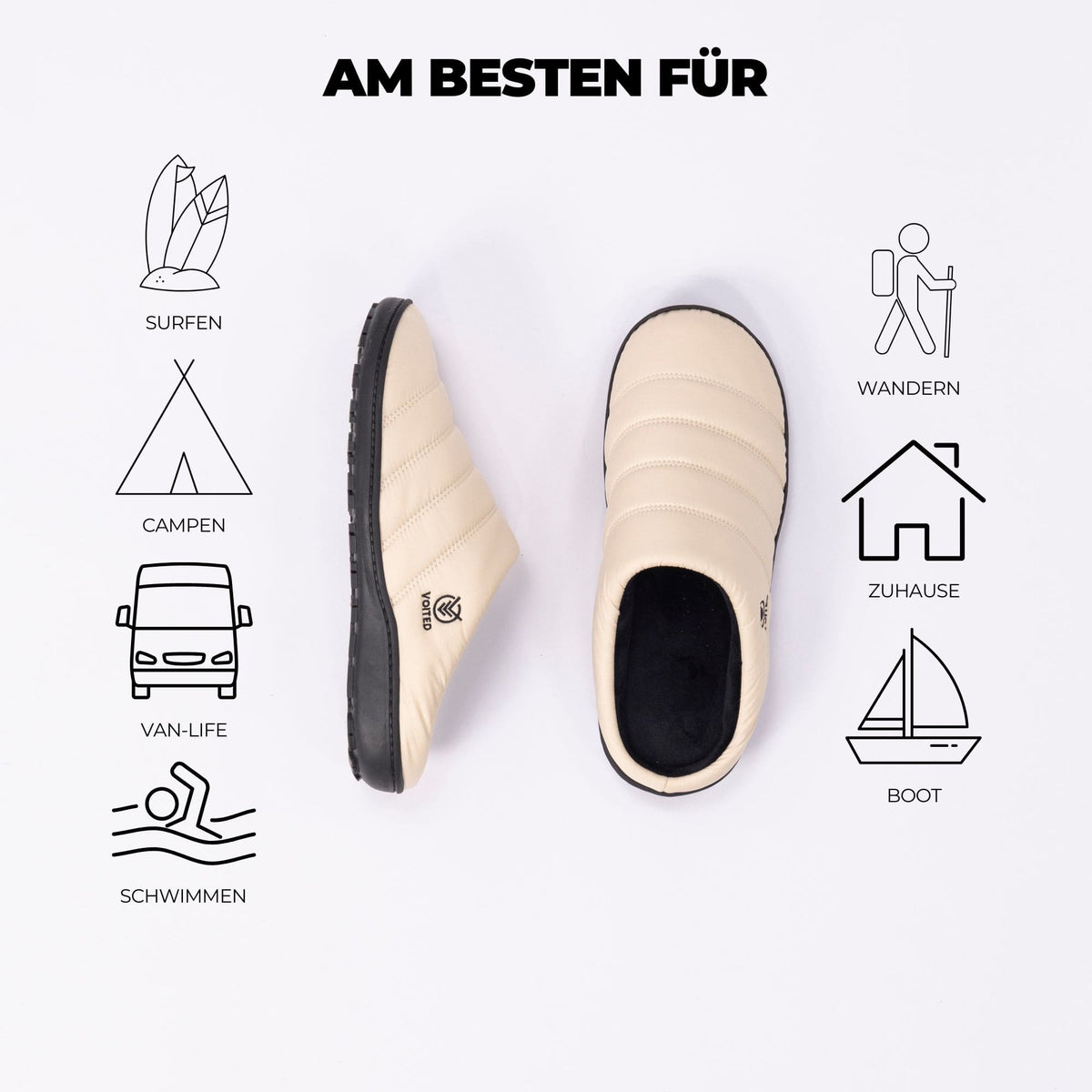 VOITED Soul Slipper - Lightweight, Indoor/Outdoor Camping Slippers - Sand