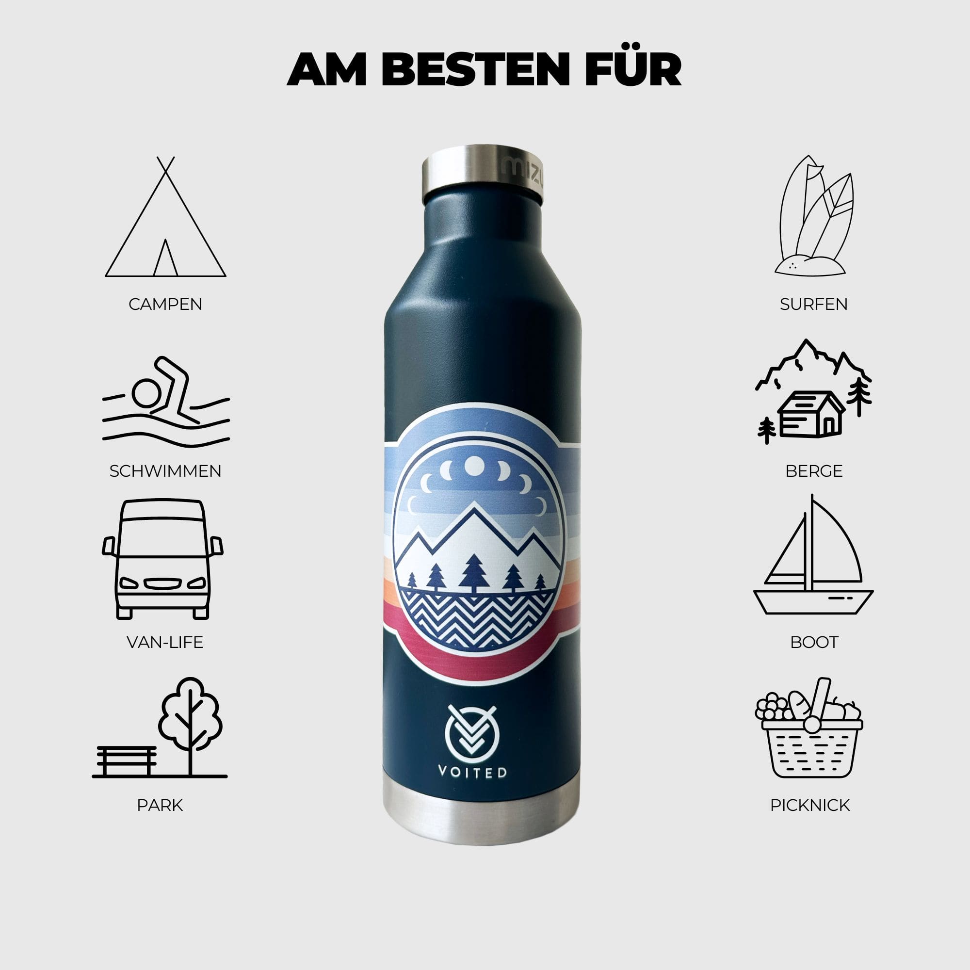Mushroom Cat Isolierte Edelstahl-Wasserflasche – 530 Ml, Auslaufsicher, Mit Trageschlaufe (versch. Designs)