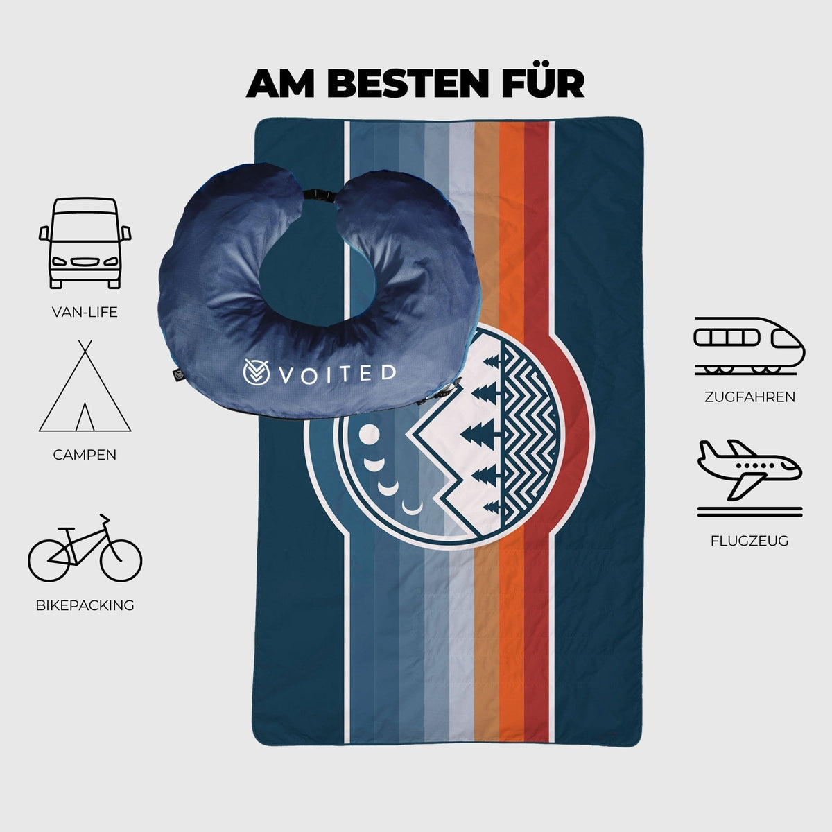 VOITED NeckPack™ Travel Pillow Blanket™  - Camp Vibes Two