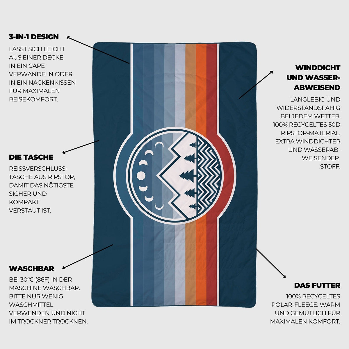 VOITED NeckPack™ Travel Pillow Blanket™  - Camp Vibes Two