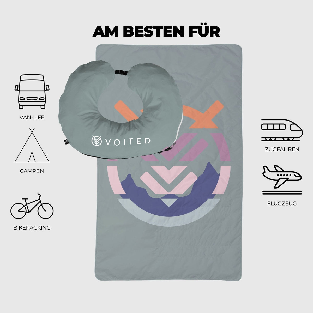 VOITED NeckPack™ Travel Pillow Blanket™ - Echo Bloom