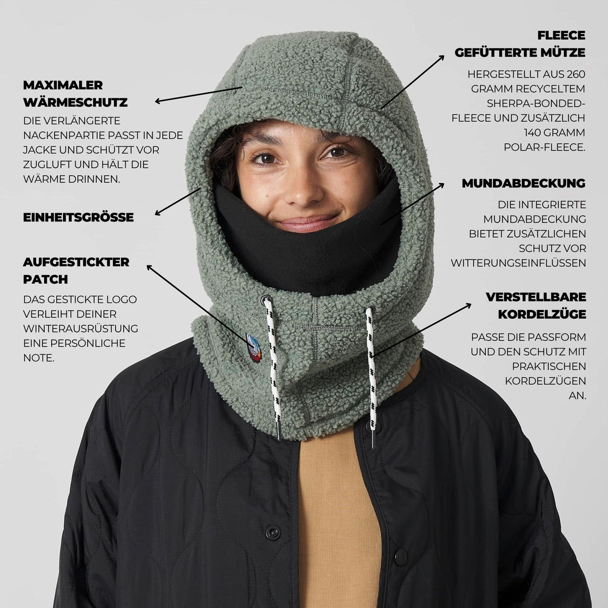 VOITED Polar Fleece Hood - Pistachio