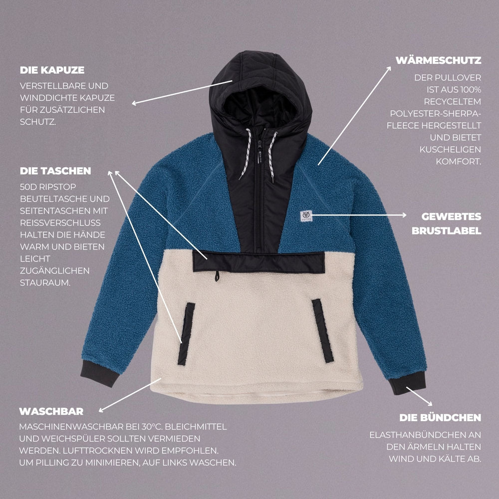 VOITED Sherpa Fleece Hoodie - Blue Steel