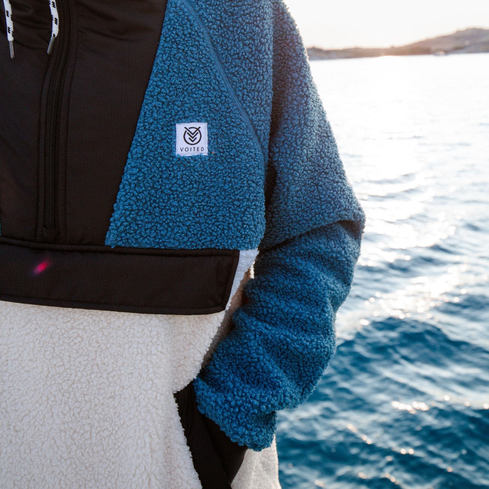 VOITED Sherpa Fleece Hoodie - Blue Steel