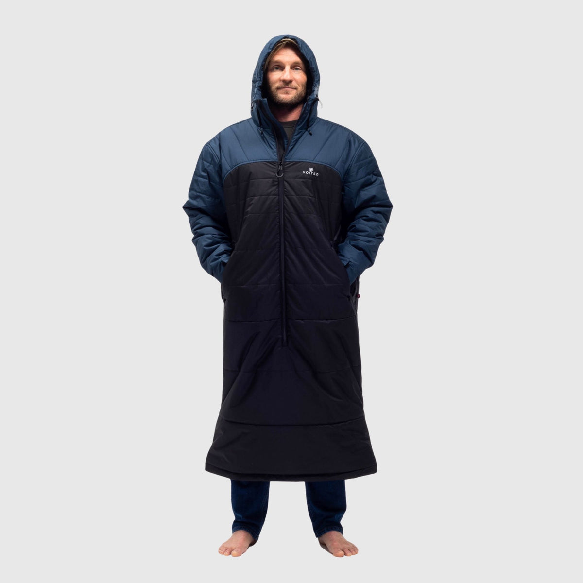 VOITED Premium Slumber Jacket for Camping, Vanlife & Indoor - Navy / Black / Navy