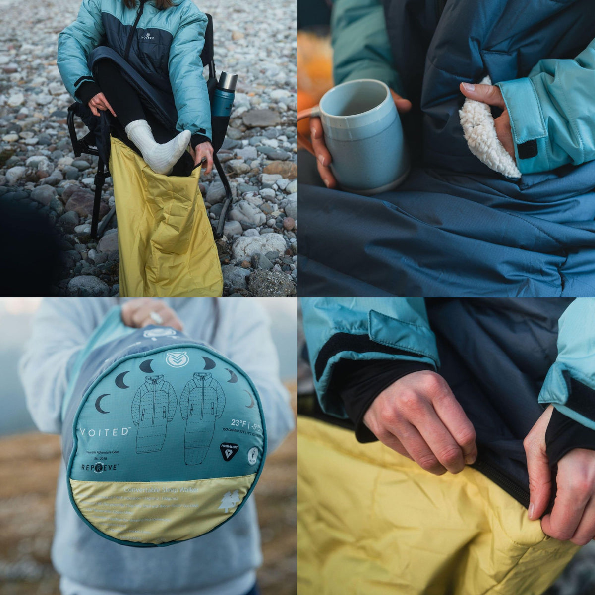 VOITED Premium Slumber Jacket for Camping, Vanlife & Indoor - Navy / Black / Navy